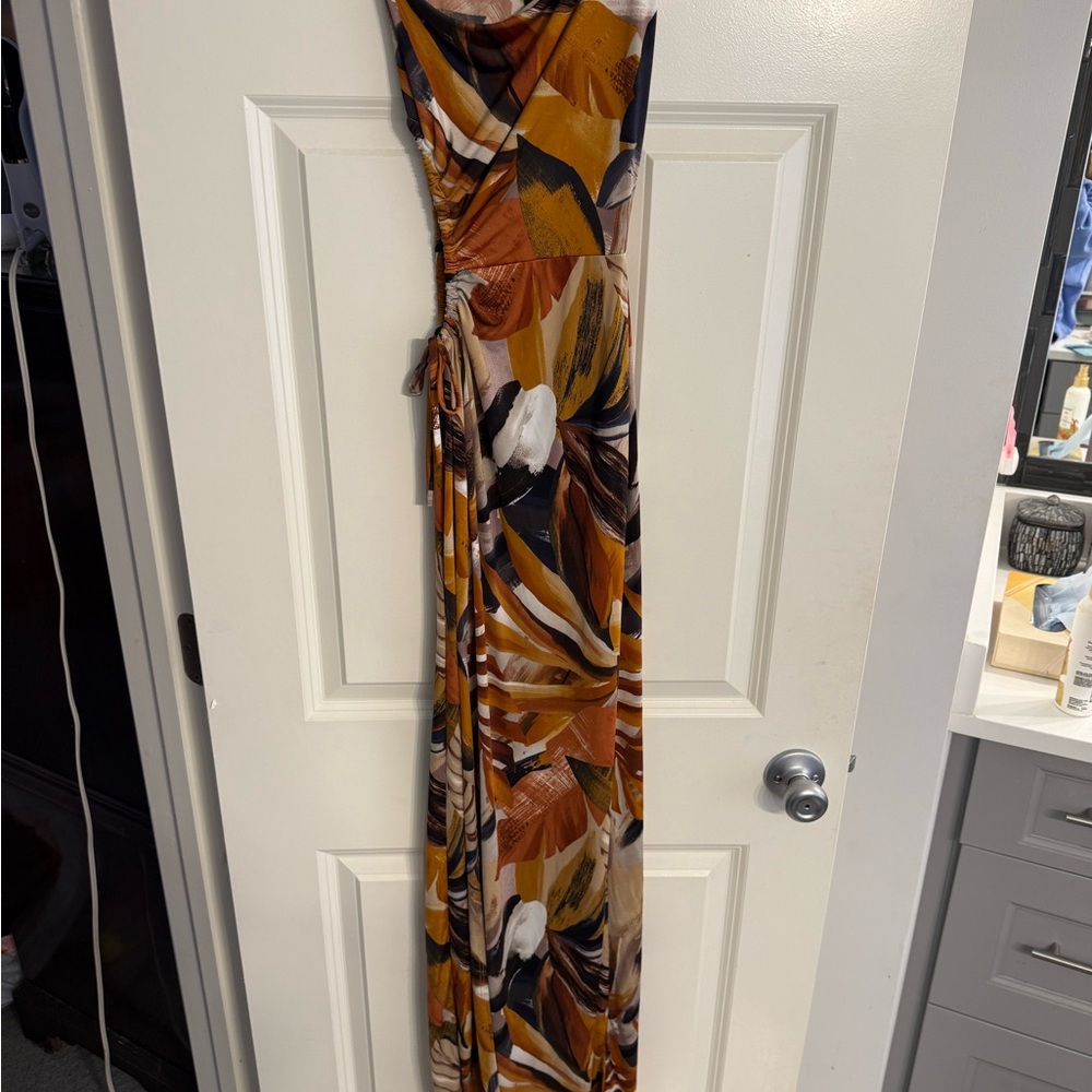 Windsor Vibrant Orange and Black Maxi Dress